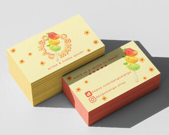 Dangomango mock-up business cards for my Depop shop